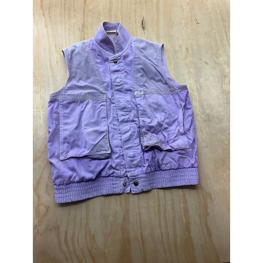 Vintage Guess Jeans Purple Denim Vest Mens Small Snap Front‎ Elastic Waist 90s